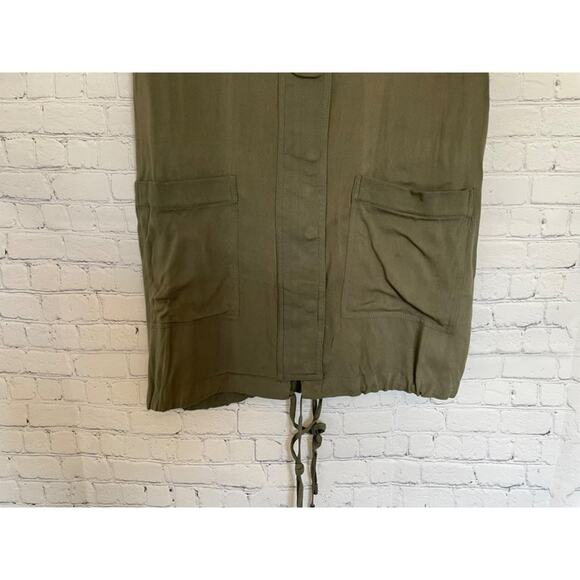 NWT UNIQ Navy Green Hooded Sleeveless utility lightweight vest dress Size Small - Picture 3 of 7